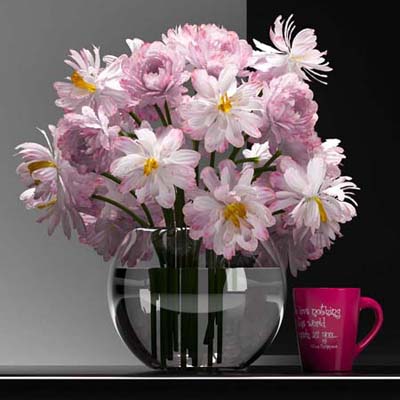 دانلود آبچکت ( object ) گل و گلدان ( flower vase ) مدل سه بعدی برای ویری و کرونا ویوید ویژول تصویر شماره 4